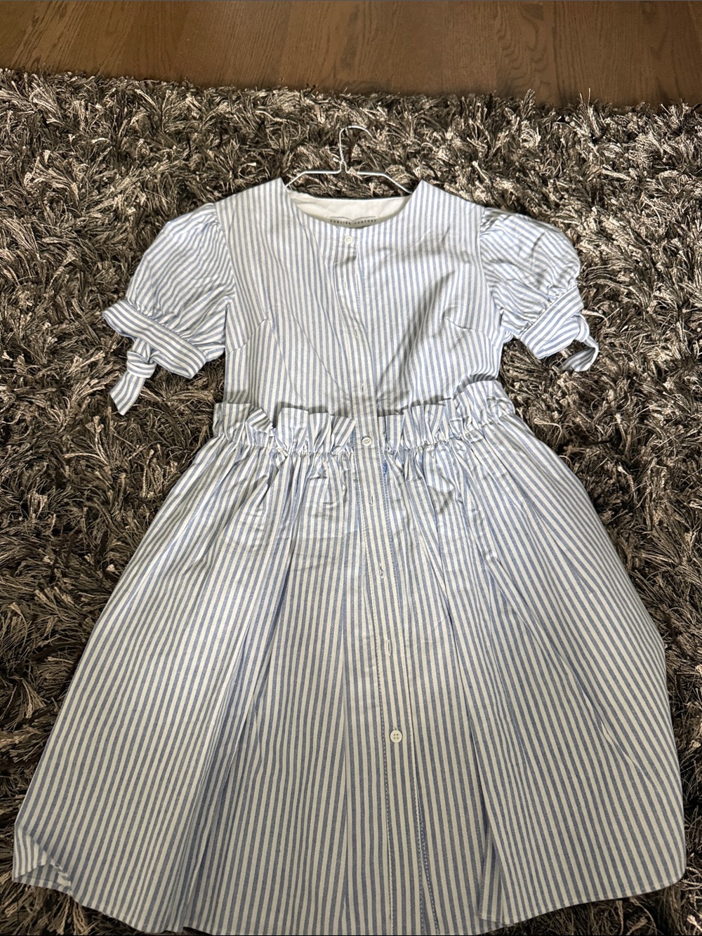 English Factory Blue & White Striped Mini Dress
